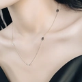 Double-layered 18K gold-plated titanium necklace with black and silver pig nose links - Five Pig Nose Necklace (QYH198) / Steel