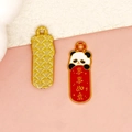 Chinese panda emaille legering hanger met geluksrol voor DIY sieraden maken - Alles Gaat Goed Panda