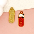 Traditionele Chinese stijl panda emaille hanger van legering met gelukswens en een golfpatroon - Succes in Alles Panda
