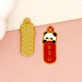 Chinese stijl panda emaille bedeltje met gelukswens voor doe-het-zelf sieraden - De Leiding Nemen Panda
