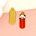 Emaille panda bedeltje in Chinese stijl met geluksbanner voor doe-het-zelf sieraden - Aanhoudend Geluk Panda