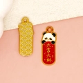 Traditionele Chinese panda emaille bedel met geluksbanner voor DIY-sieraden en sleutelhangers - Veel Geluk Panda