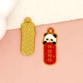 Chinese stijl panda legering hanger met gelukkige rode scroll voor DIY-sieraden maken - Koi Geluk Panda