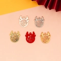 Close-up of five colorful alloy Chinese 'Fu' character charms for DIY jewelry - Dragon Fu (Round) / Silver