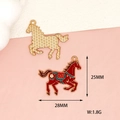 Red enamel cartoon horse charm for DIY jewelry, 28mm width with detailed gold finish - Small Brown Horse