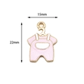 Pink baby romper alloy enamel charm for DIY jewelry with 15x22mm size dimensions - Baby Jumpsuit / Pink
