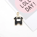 Black baby overalls alloy enamel charm for handmade DIY jewelry making accessories - Baby Jumpsuit / Black