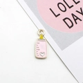 Cute pink baby bottle enamel alloy charm pendant for DIY jewelry making and crafts - Baby Bottle / Pink