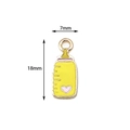 Yellow baby bottle alloy charm with pink heart DIY jewelry accessory 7x18mm - Baby Bottle / Yellow