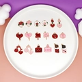 Colección de dijes de esmalte para San Valentín con corazones y rosas de aleación - Juego de 18 / 18 Modelos Mixtos (18 Piezas/Pack)
