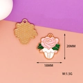 Dimensiones detalladas de un dije de cupcake rosa esmaltado: 20x18 mm, 1,5 g. - Estilo Maceta de Rosa Rosa