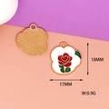 Vista detallada del colgante de rosa en aleación esmaltada con dimensiones 18mm x 17mm para DIY. - Estilo Rosa Roja