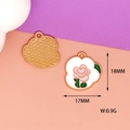 Close-up of rose heart alloy charm showing 18mm x 17mm dimensions and back texture - Pink Rose Style