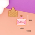 Macro view of pink heart envelope charms with 22mm x 20mm dimensions and 1.5g weight. - Pink Love Letter Style
