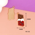 Macro view showing the fine enamel detail of a chocolate bar alloy pendant with red hearts - Red Chocolate Style