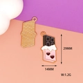 Detailed view of chocolate heart enamel charm showing dimensions and back texture - Pink Chocolate Style