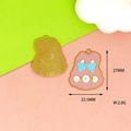 Close-up of cute pink and blue enamel animal pendant with 27mm x 22.5mm dimensions - Pink Cloud Rabbit
