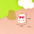 Detailed view of cute rabbit alloy drip oil pendant with size measurements 27mm and 22.5mm - White Bow Rabbit