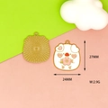 Detailed view of cute white pig enamel pendant charm showing 27mm height and 24mm width - Pink Sakura Pig