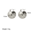 Detailed view of silver huggie hoop earrings with 1.8cm diameter and 1.5cm width specs - Hollow Semicircle Steel Color / Steel