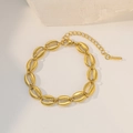 Bracelet à maillons coquillage doré avec chaîne d'extension et fermoir mousqueton - Bracelet Chaîne Coquillages Complets (E2219) / Or