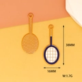 Mesures détaillées d'une breloque en alliage en forme de raquette de tennis pour DIY - Raquette de badminton / Bleu