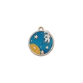 Astronaut on starry blue enamel planet pendant in gold finish for DIY jewelry - Round Astronaut Style (4)