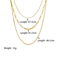 Collana a tre strati in acciaio inossidabile placcato oro 18K con catene a graffetta e box - Stile a Tre Strati / Oro