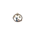 Golden alloy charm with dark blue cat silhouette and light green stars pendant - Round Starry Sky Cat Style (10)