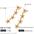 Detailed dimensions of long golden starfish earrings made of waterproof stainless steel - Starfish Style (NB-E1740)