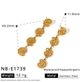 Elegant gold stainless steel seashell drop earrings, 64mm long, hypoallergenic jewelry piece - Shell Style (NB-E1739)