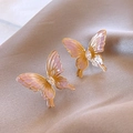 Luxe roze vlinder oorknopjes met marquise zirkoon op zacht champagnekleurig satijn - Zilveren naald / Roze vlinder zirconia stijl (29#)