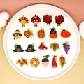 Detailed view of Thanksgiving alloy charms with turkey and pumpkin designs for DIY crafts - 19 Pieces Mixed Set