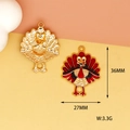 Detailed view of Thanksgiving turkey enamel pendant with 36mm by 27mm dimensions - Red Turkey