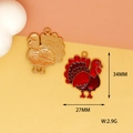 Close-up of Thanksgiving turkey enamel pendant showing 34mm x 27mm size and 2.9g weight - Right-Facing Red Turkey