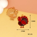 Thanksgiving turkey enamel alloy charm with measurements 33x27mm and weight 3.2g - Left-Facing Red Turkey