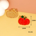 Detailed dimensions of red enamel pumpkin charm showing 28mm by 23mm size - Pumpkin