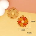 Macro view of Thanksgiving enamel autumn leaf wreath pendant with dimensions 29x27mm - Autumn Leaf Wreath