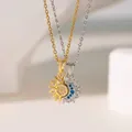 Magnetisches Sonne und Mond Halsketten-Set mit funkelnden Kristallen in Gold und Silber - Kupfer / Magnetische Sonne und Mond Halskette (QY8088)
