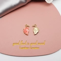 Delicate golden alloy maple leaf charm with red enamel drip for DIY jewelry necklace - 10 Pieces Pack / Pink