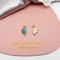 Gold leaf pendant with blue enamel for DIY jewelry making - 10 Pieces Pack / Blue