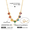 Goldene Edelstahl Tenniskette mit farbenfrohen Zirkonia Herzen im Regenbogen-Stil - Regenbogen-Herz-Stil (JDN0307041-CR)