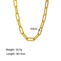 Goldene Büroklammer-Halskette 0.8cm breit, 46+5cm Länge, polierter Edelstahl-Glieder - Gold Halskette