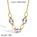 18k gold plated bicolor stainless steel link necklace with 400mm+60mm length - Two-Tone Design Chain Necklace (TN3699)