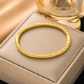 Elegant gold titanium steel beaded bracelet on a premium jewelry box with satin background - 【z4819】beaded Bracelet Gold