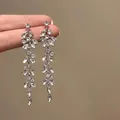 Détail de boucles d'oreilles de style cour vintage avec cristaux marquise en cascade - 26# Silver Earring Post-Argent