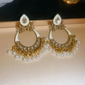 Boucles d'oreilles style palais vintage avec cristaux et perles pour femmes. - Style Goutte d'Eau Perle de Palais (49#) / 49# Or-Blanc (Tige en Acier)