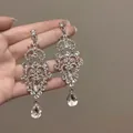 Boucles d'oreilles pendantes style palais rétro avec strass en goutte d'eau chic - Style Pendentif Strass (67#) (Tige en Argent) / Argent