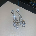 Élégantes boucles d'oreilles style cour rétro avec diamants en forme de goutte - Style Goutte Vintage (69#) (Tige en Argent) / Argent