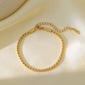 18K gold plated stainless steel 3mm braided chain bracelet with lobster clasp and silk - 3mm S-Chain Bracelet Gold